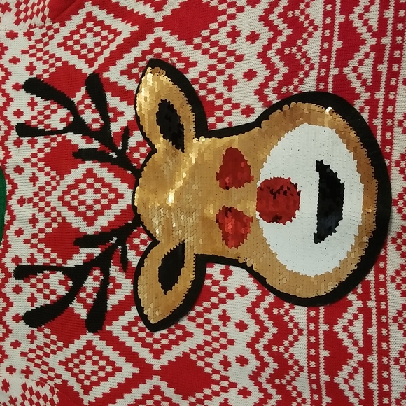 Rudy Reindeer W/Sequins UGLY Christmas Sweater - Picture 5 of 8